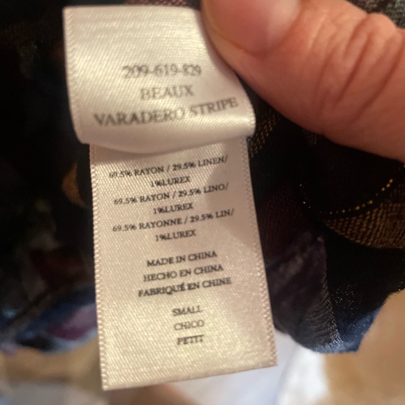 Rails Beaux Stripe Tie-waist Button-down Blouse In Varadero Stripe S Small - Picture 5 of 7